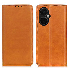 Leather Case Stands Flip Cover Holder A02D for OnePlus Nord CE 3 5G Light Brown