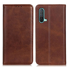 Leather Case Stands Flip Cover Holder A02D for OnePlus Nord CE 5G Brown