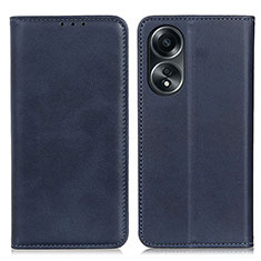 Leather Case Stands Flip Cover Holder A02D for Oppo A18 Blue