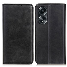 Leather Case Stands Flip Cover Holder A02D for Oppo A38 Black