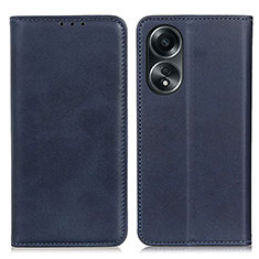 Leather Case Stands Flip Cover Holder A02D for Oppo A38 Blue