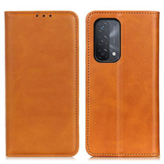 Leather Case Stands Flip Cover Holder A02D for Oppo A54 5G Light Brown