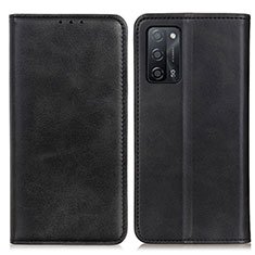 Leather Case Stands Flip Cover Holder A02D for Oppo A55 5G Black