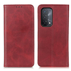 Leather Case Stands Flip Cover Holder A02D for Oppo A74 5G Red