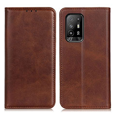 Leather Case Stands Flip Cover Holder A02D for Oppo A94 5G Brown