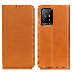 Leather Case Stands Flip Cover Holder A02D for Oppo A94 5G Light Brown