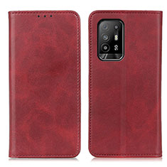 Leather Case Stands Flip Cover Holder A02D for Oppo A95 5G Red