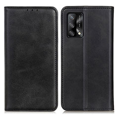 Leather Case Stands Flip Cover Holder A02D for Oppo F19 Black