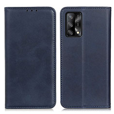Leather Case Stands Flip Cover Holder A02D for Oppo F19 Blue