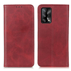 Leather Case Stands Flip Cover Holder A02D for Oppo F19 Red