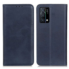 Leather Case Stands Flip Cover Holder A02D for Oppo K9 5G Blue