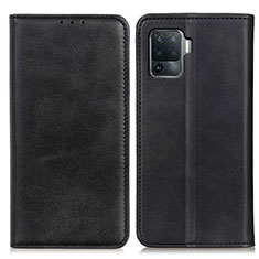 Leather Case Stands Flip Cover Holder A02D for Oppo Reno5 F Black