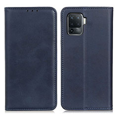 Leather Case Stands Flip Cover Holder A02D for Oppo Reno5 F Blue