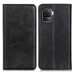 Leather Case Stands Flip Cover Holder A02D for Oppo Reno5 Lite Black