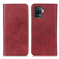Leather Case Stands Flip Cover Holder A02D for Oppo Reno5 Lite Red