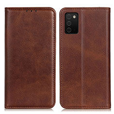 Leather Case Stands Flip Cover Holder A02D for Samsung Galaxy A02s Brown