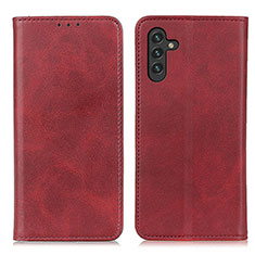 Leather Case Stands Flip Cover Holder A02D for Samsung Galaxy A04s Red