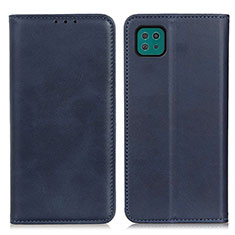 Leather Case Stands Flip Cover Holder A02D for Samsung Galaxy A22 5G Blue