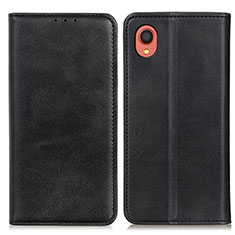 Leather Case Stands Flip Cover Holder A02D for Samsung Galaxy A22 5G SC-56B Black