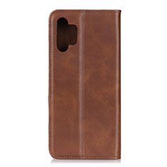 Leather Case Stands Flip Cover Holder A02D for Samsung Galaxy A32 4G Brown