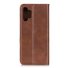 Leather Case Stands Flip Cover Holder A02D for Samsung Galaxy A32 5G Brown