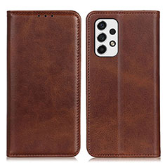 Leather Case Stands Flip Cover Holder A02D for Samsung Galaxy A53 5G Brown