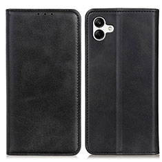 Leather Case Stands Flip Cover Holder A02D for Samsung Galaxy F04 Black