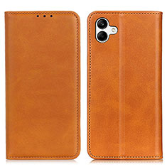 Leather Case Stands Flip Cover Holder A02D for Samsung Galaxy M04 Light Brown