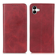 Leather Case Stands Flip Cover Holder A02D for Samsung Galaxy M04 Red