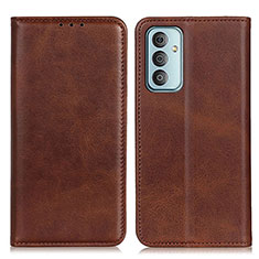 Leather Case Stands Flip Cover Holder A02D for Samsung Galaxy M23 5G Brown