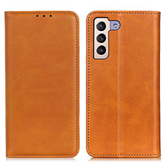 Leather Case Stands Flip Cover Holder A02D for Samsung Galaxy S21 Plus 5G Light Brown