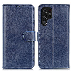 Leather Case Stands Flip Cover Holder A02D for Samsung Galaxy S23 Ultra 5G Blue