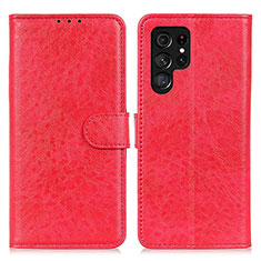 Leather Case Stands Flip Cover Holder A02D for Samsung Galaxy S23 Ultra 5G Red