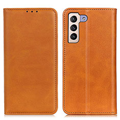 Leather Case Stands Flip Cover Holder A02D for Samsung Galaxy S24 5G Light Brown