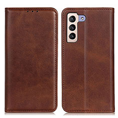 Leather Case Stands Flip Cover Holder A02D for Samsung Galaxy S24 Plus 5G Brown