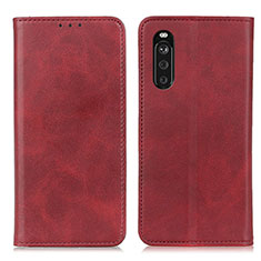 Leather Case Stands Flip Cover Holder A02D for Sony Xperia 10 III Lite Red