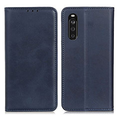 Leather Case Stands Flip Cover Holder A02D for Sony Xperia 10 III SO-52B Blue