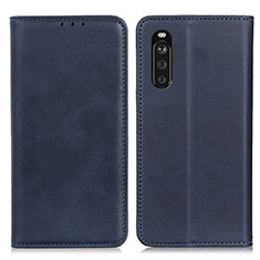 Leather Case Stands Flip Cover Holder A02D for Sony Xperia 10 III SOG04 Blue