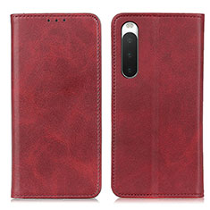 Leather Case Stands Flip Cover Holder A02D for Sony Xperia 10 IV Red