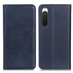 Leather Case Stands Flip Cover Holder A02D for Sony Xperia 10 IV SO-52C Blue