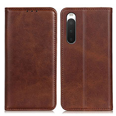 Leather Case Stands Flip Cover Holder A02D for Sony Xperia 10 IV SO-52C Brown