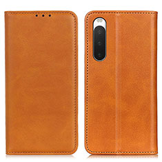 Leather Case Stands Flip Cover Holder A02D for Sony Xperia 10 IV SO-52C Light Brown