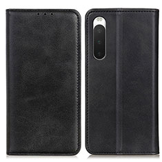 Leather Case Stands Flip Cover Holder A02D for Sony Xperia 10 V Black