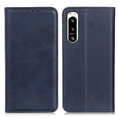 Leather Case Stands Flip Cover Holder A02D for Sony Xperia 5 IV Blue