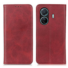 Leather Case Stands Flip Cover Holder A02D for Vivo T1 5G Red