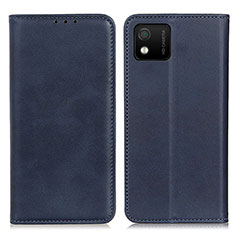 Leather Case Stands Flip Cover Holder A02D for Wiko Y52 Blue