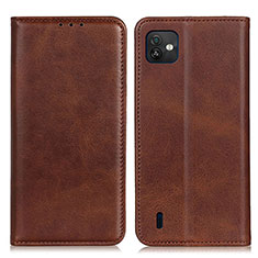 Leather Case Stands Flip Cover Holder A02D for Wiko Y82 Brown