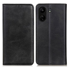 Leather Case Stands Flip Cover Holder A02D for Xiaomi Poco C65 Black