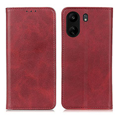 Leather Case Stands Flip Cover Holder A02D for Xiaomi Poco C65 Red