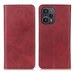 Leather Case Stands Flip Cover Holder A02D for Xiaomi Poco F5 5G Red